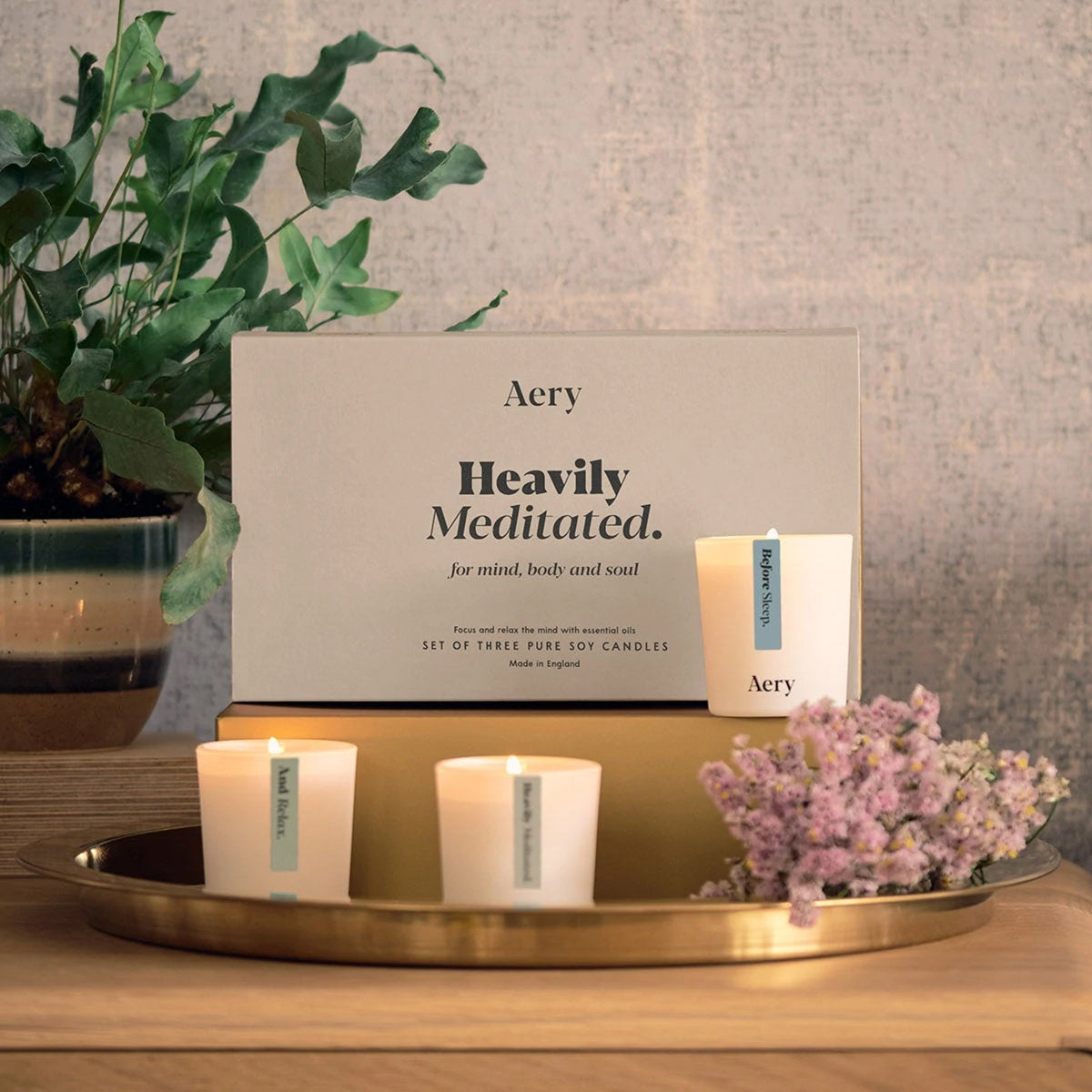 Aery Living Aromatherapy Votive Gift Set Heavily Meditated Candle Gift Set Candle Gift Set
