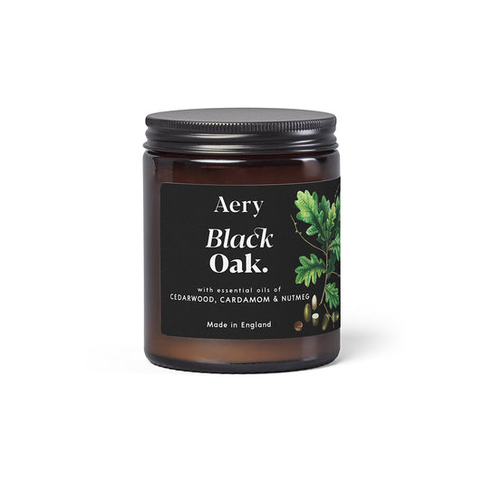 Aery Living Botanical Green 140g Candle Jar Black Oak
