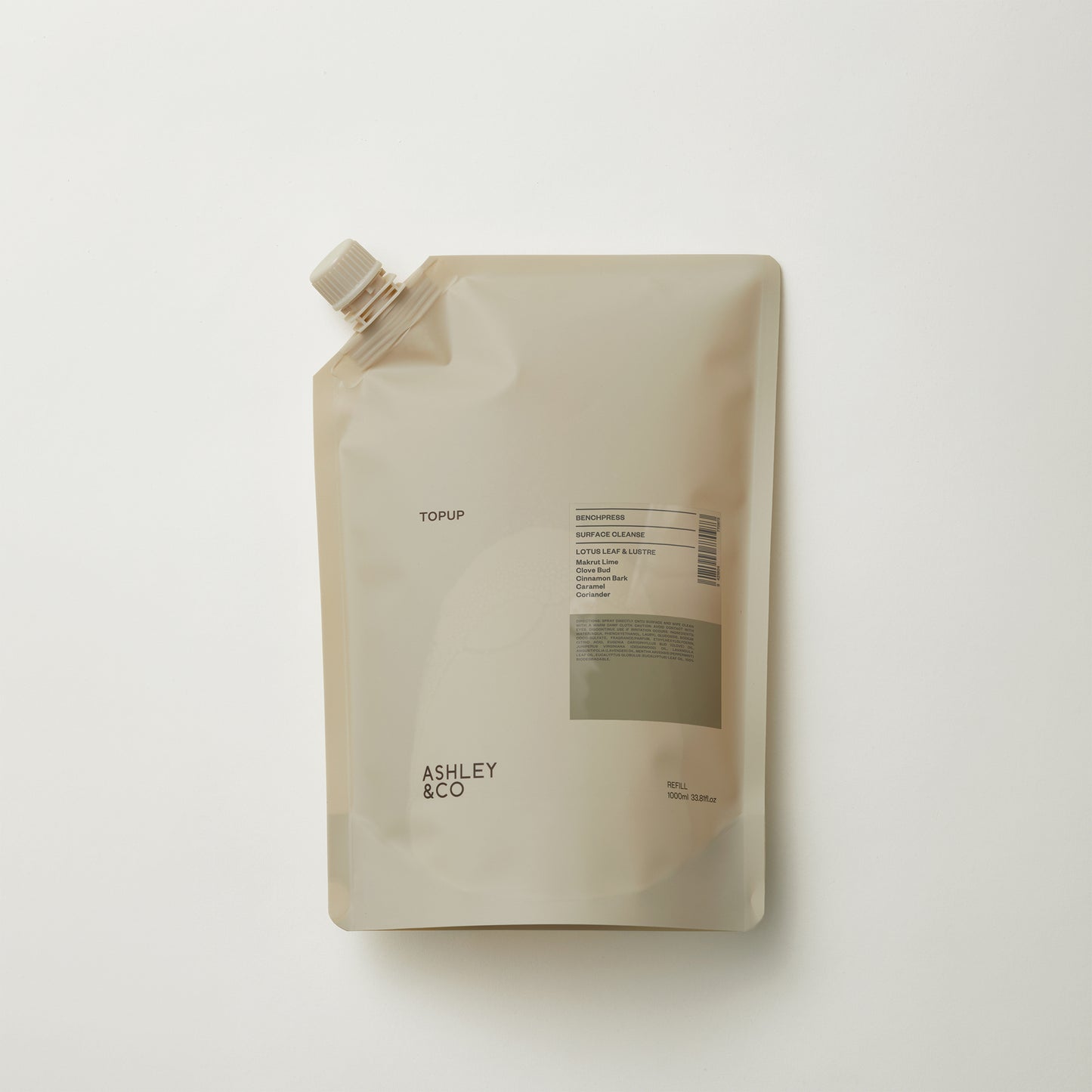 Ashley & Co Benchpress Topup 1L Lotus Leaf & Lustre Surface Spray Surface Spray