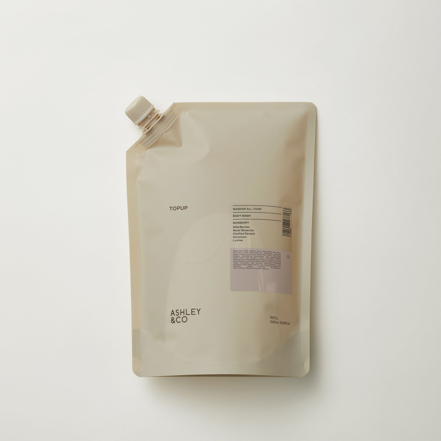 Ashley & Co Washup All Over Topup 1L Bonberry Body Wash Body Wash