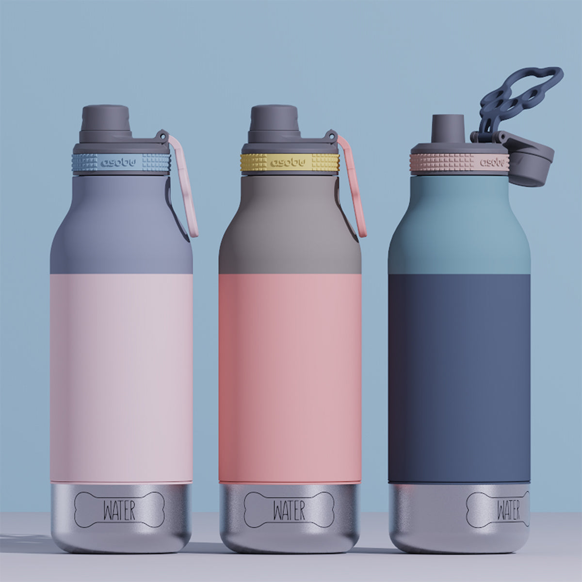 Asobu Buddy Dog Food and Water Bottle 1L Pastel Pink
