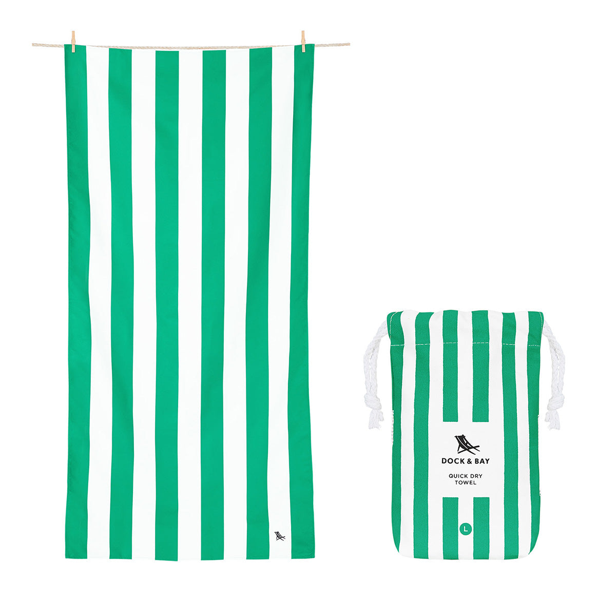 Dock & Bay Beach Towel Cabana Collection L Cancun Green 100% Recycled 100% Recycled