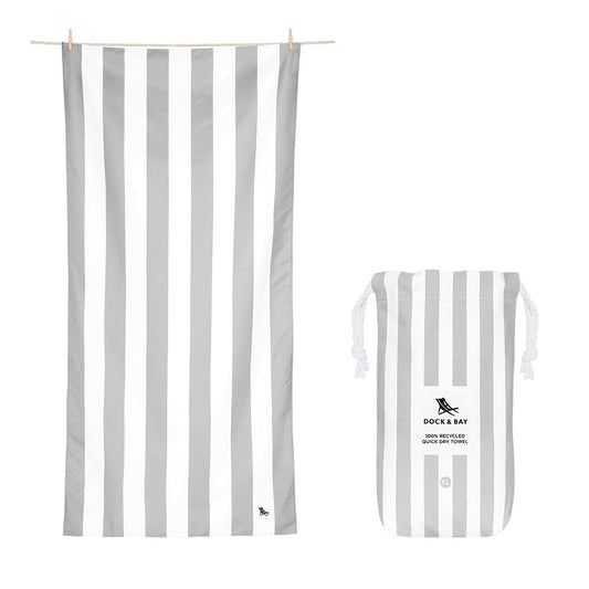 Dock & Bay Beach Towel Cabana Light Collection XL Goa Grey 100% Recycled 100% Recycled
