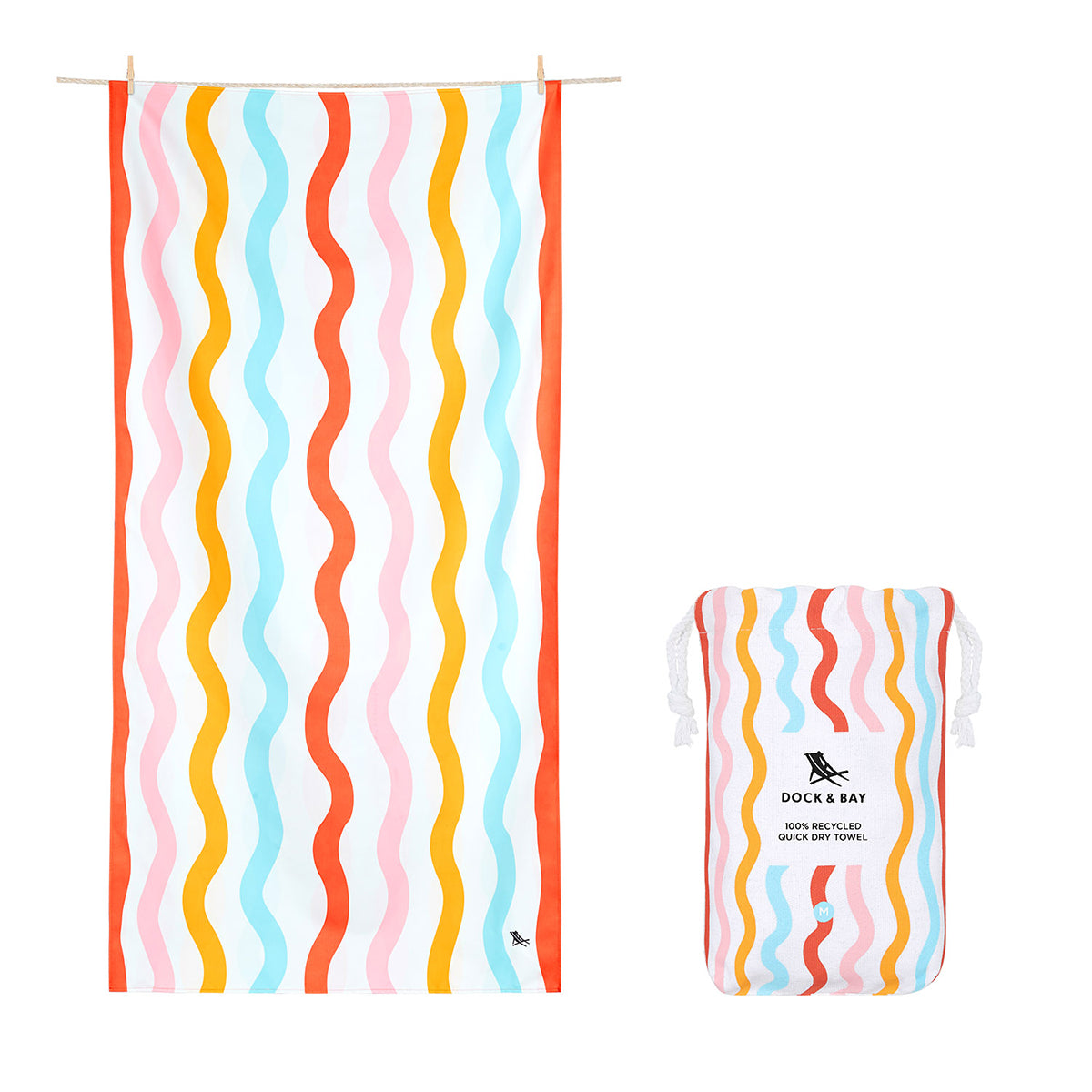 Dock & Bay Beach Towel Kids Collection M Squiggle Face 100% Recycled 100% Recycled