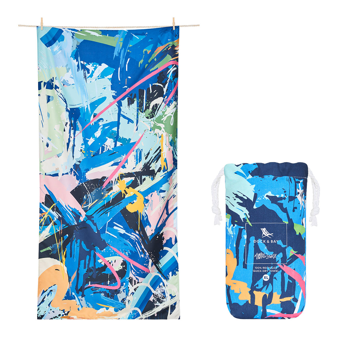 Dock & Bay Beach Towel Michael Black Collection My Muse 100% Recycled 100% Recycled