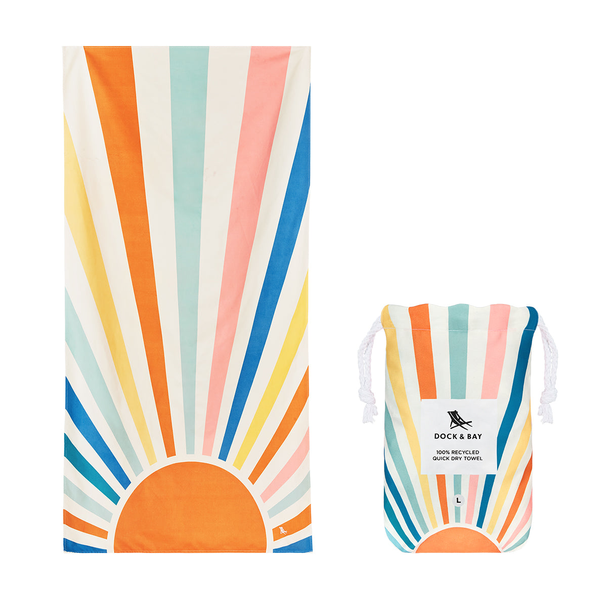Dock & Bay Beach Towel Stripes Go Wild Collection L Rising Sun 100% Recycled 100% Recycled