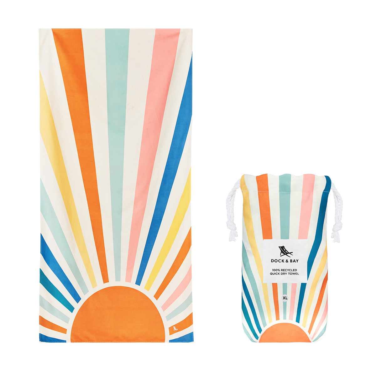 Dock & Bay Beach Towel Stripes Go Wild Collection XL Rising Sun 100% Recycled 100% Recycled