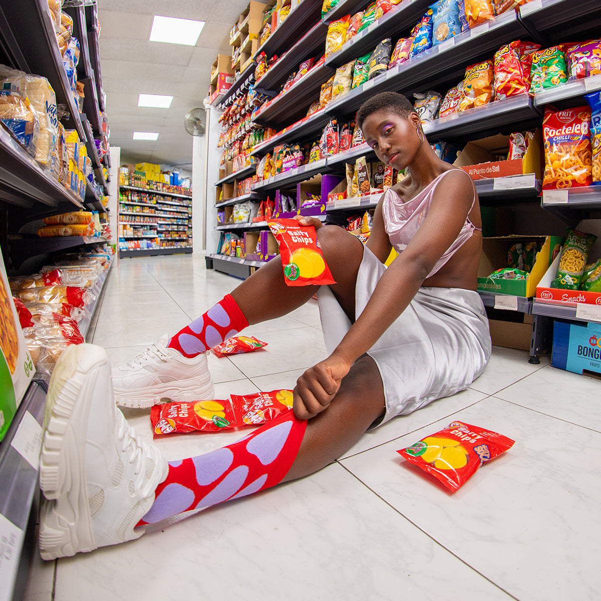 Eat My Socks Socks Salty Chips Red