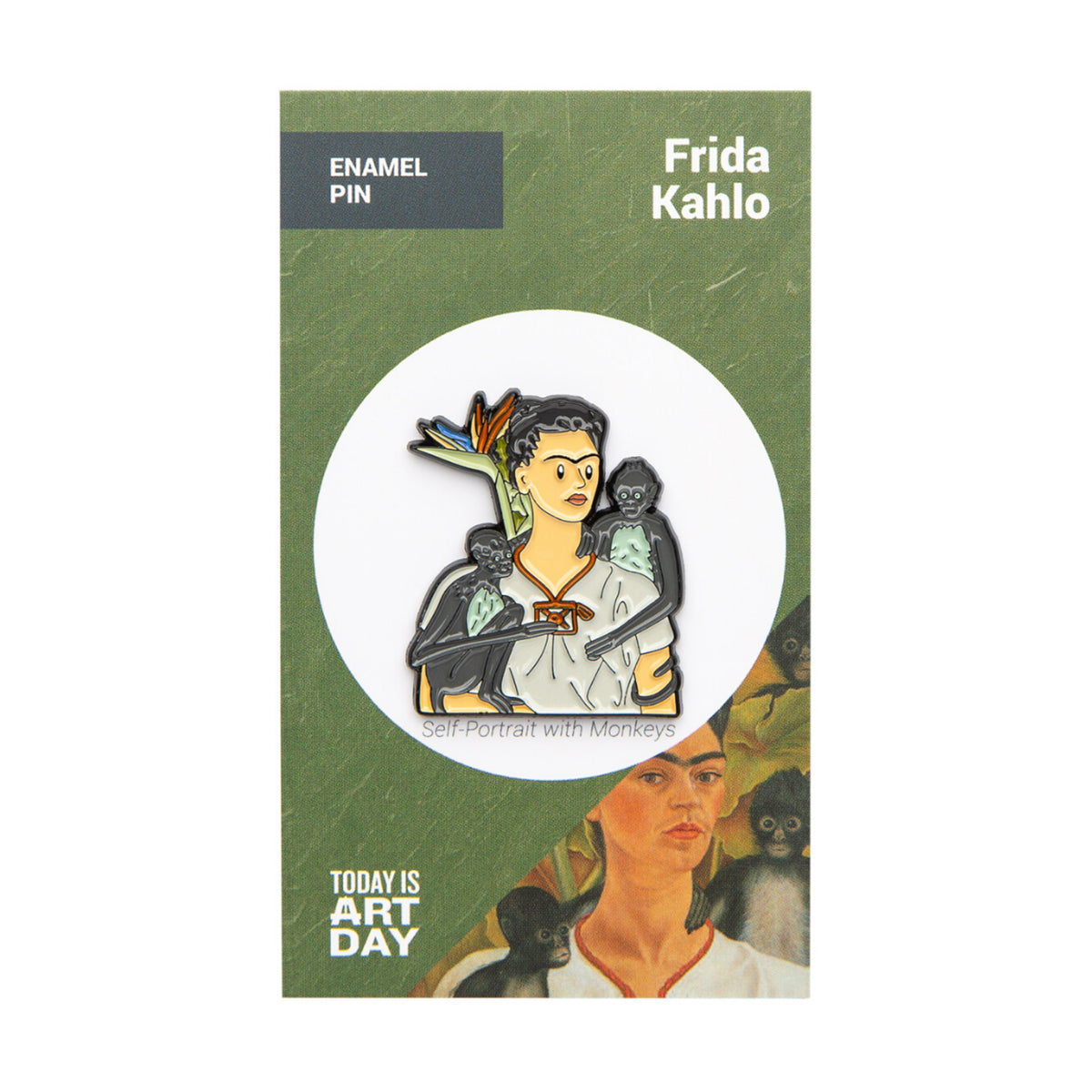 Today Is Art Day Enamel Pin Frida Khalo Monkeys
