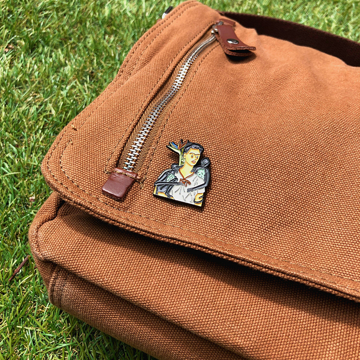 Today Is Art Day Enamel Pin Frida Khalo Monkeys