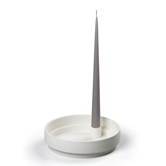 Orbital Step Ceramic Candle Holder Large White