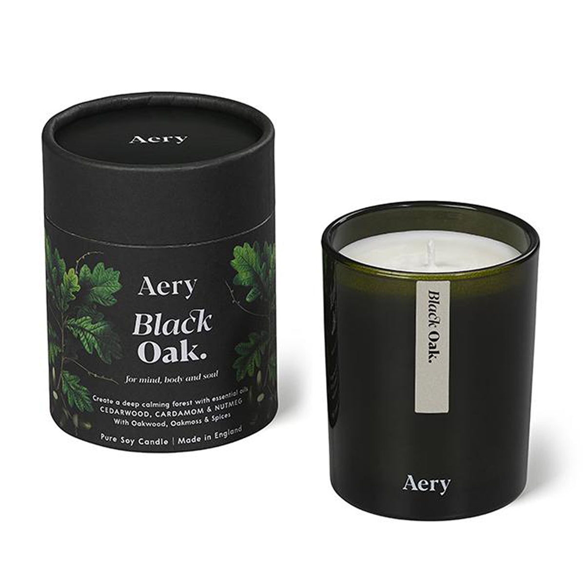 Botanical Green 200g Soy Candle Black Oak