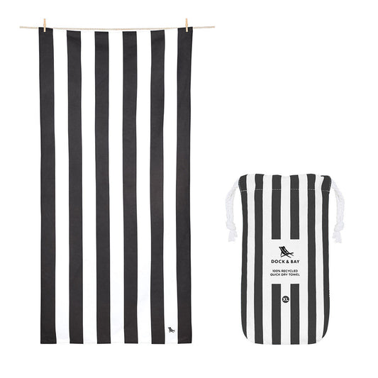 Dock & Bay Beach Towel Cabana Collection XL Kamari Charcoal 100% Recycled 100% Recycled