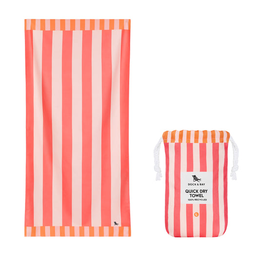 Dock & Bay Beach Towel Clubhouse Collection L Raspberry Road 100% Recycled 100% Recycled