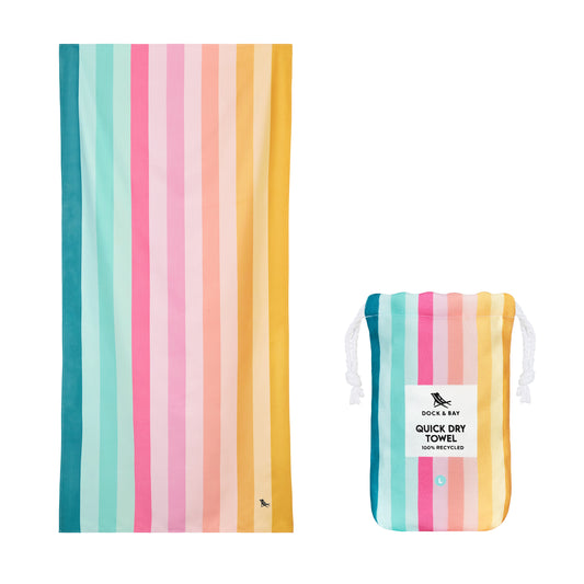 Dock & Bay Beach Towel Summer Collection L Coastal Candy 100% Recycled 100% Recycled