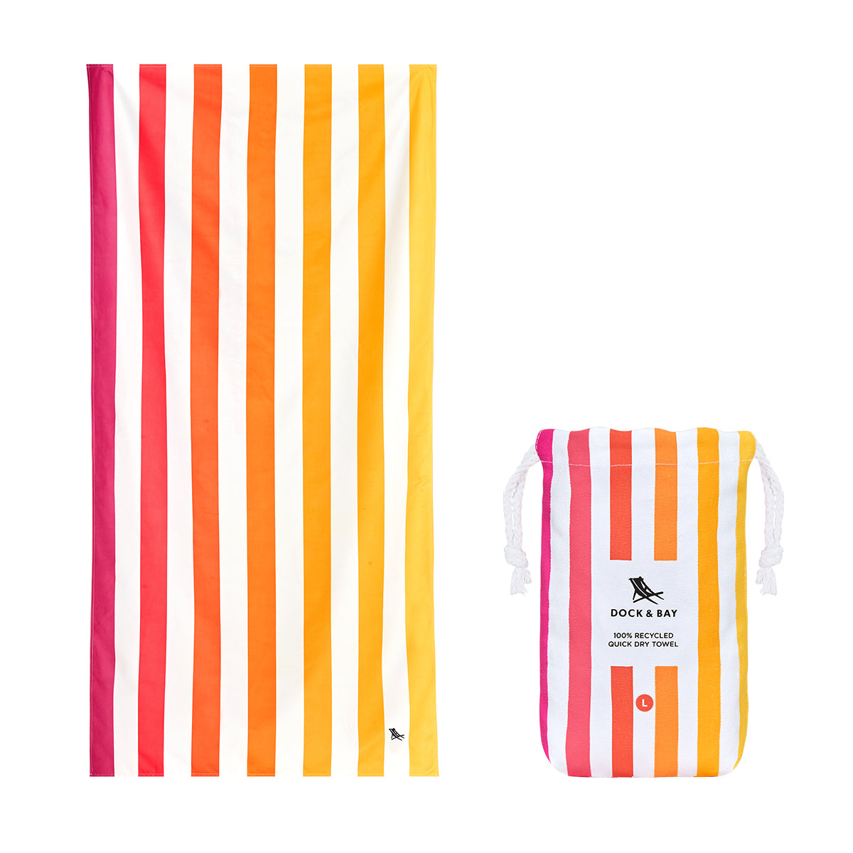 Dock & Bay Beach Towel Summer Collection L Peach Sunrise 100% Recycled 100% Recycled
