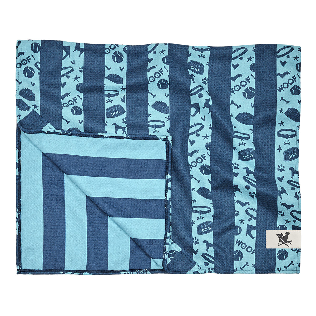 Dog Towel L Bark Blue