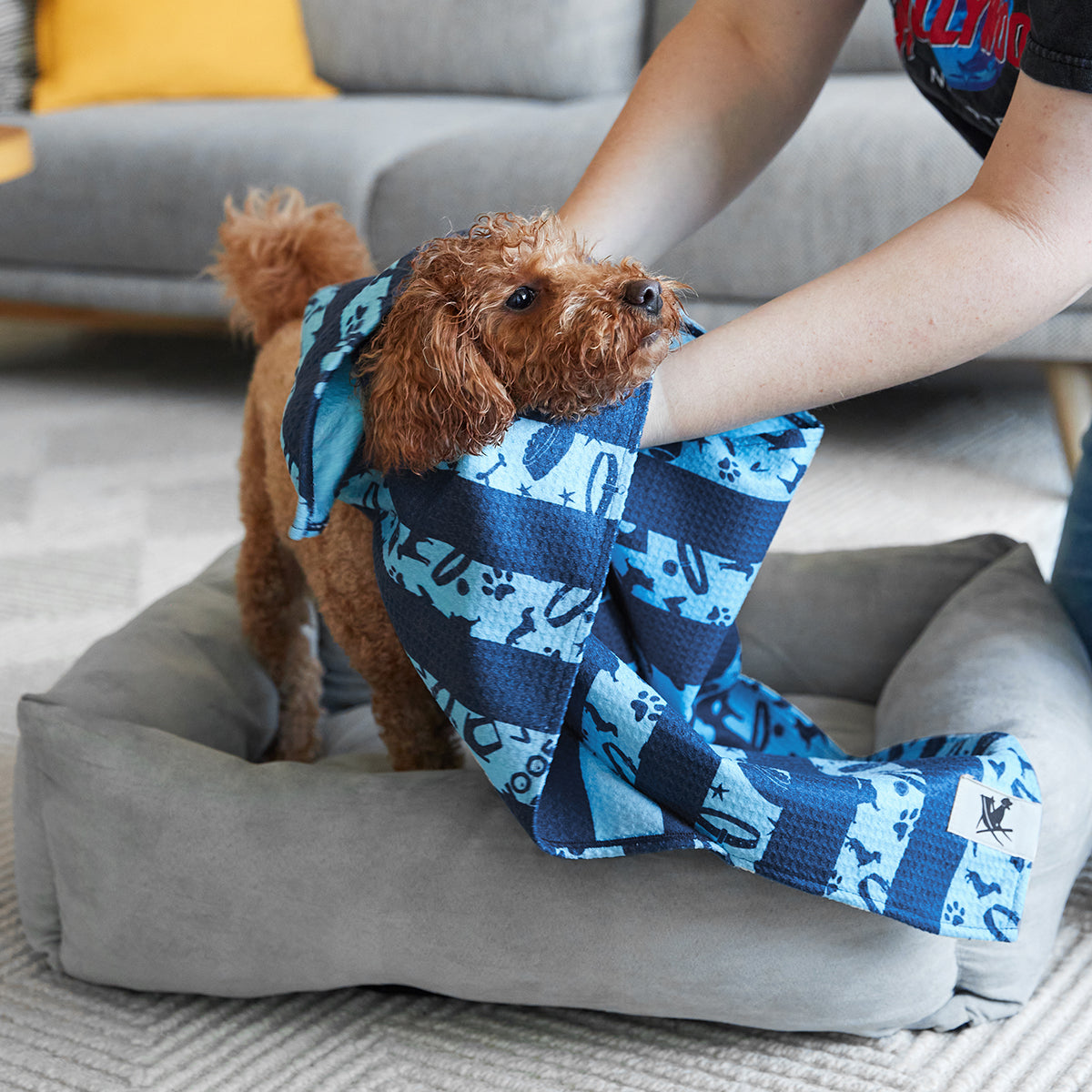 Dog Towel L Bark Blue