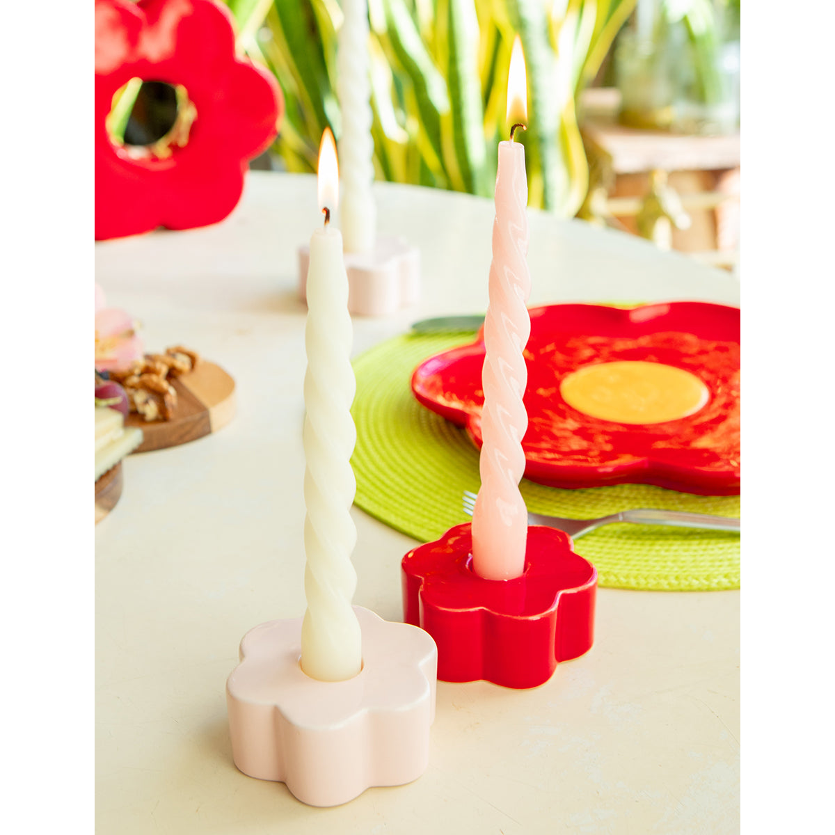 Daisy Candle Holder Red