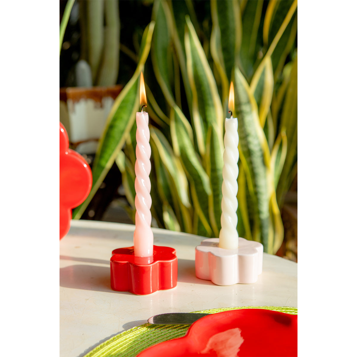 Daisy Candle Holder Red