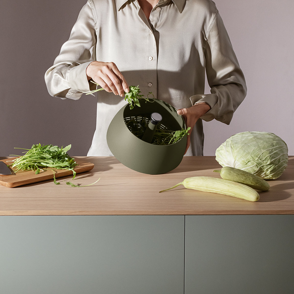 Green Tool Spinning Colander