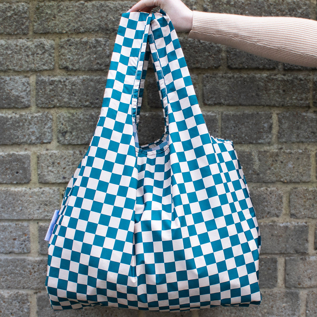 Reusable Bag Medium Checkerboard Teal