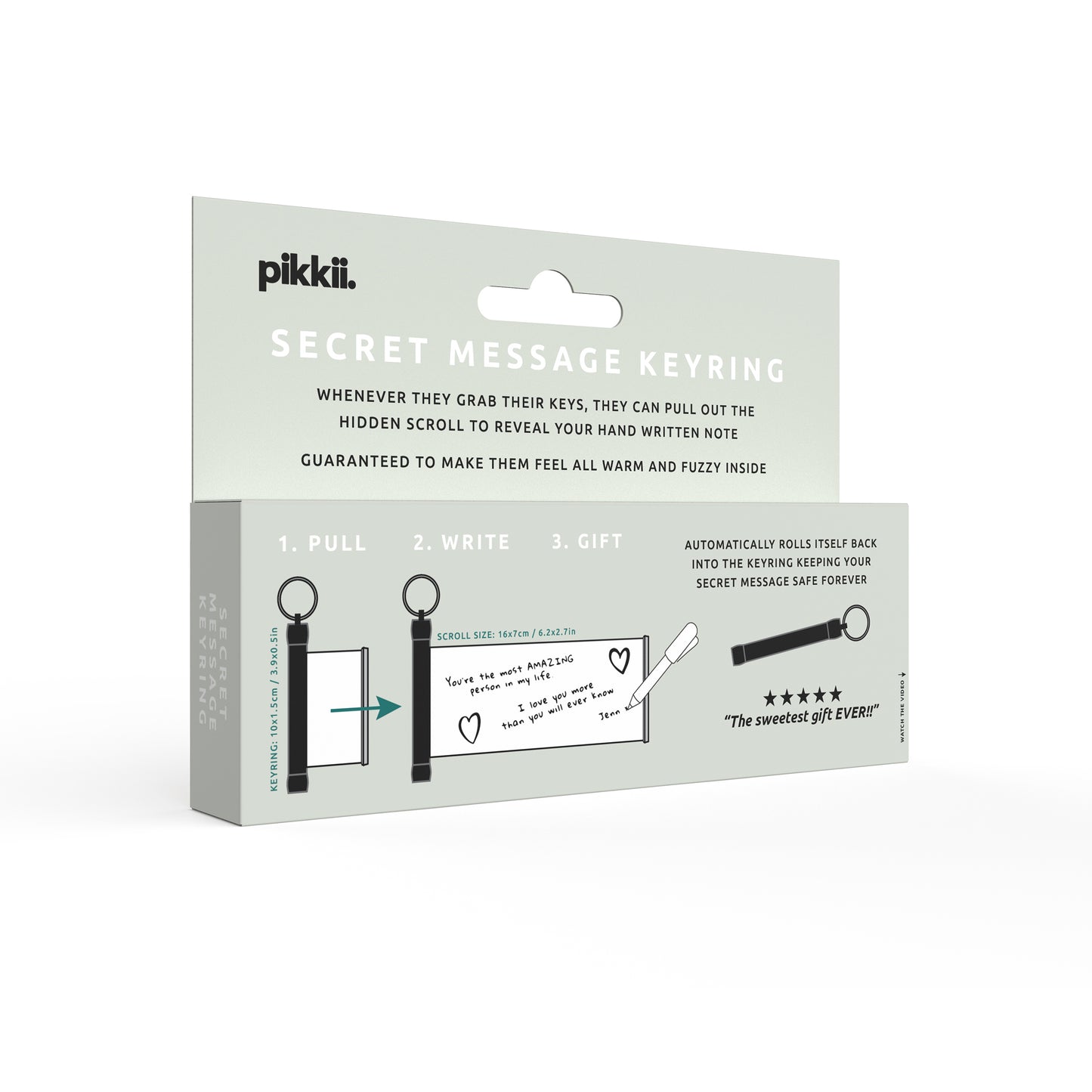 Pikkii Keyring Secret Message Scroll