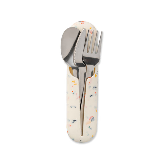 Stainless Steel Utensil Set Terrazzo Cream