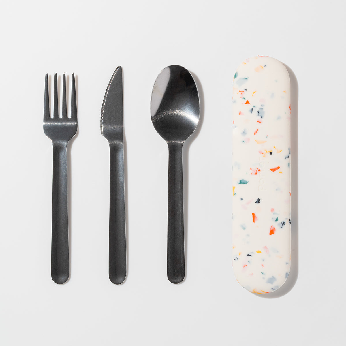 Stainless Steel Utensil Set Terrazzo Cream