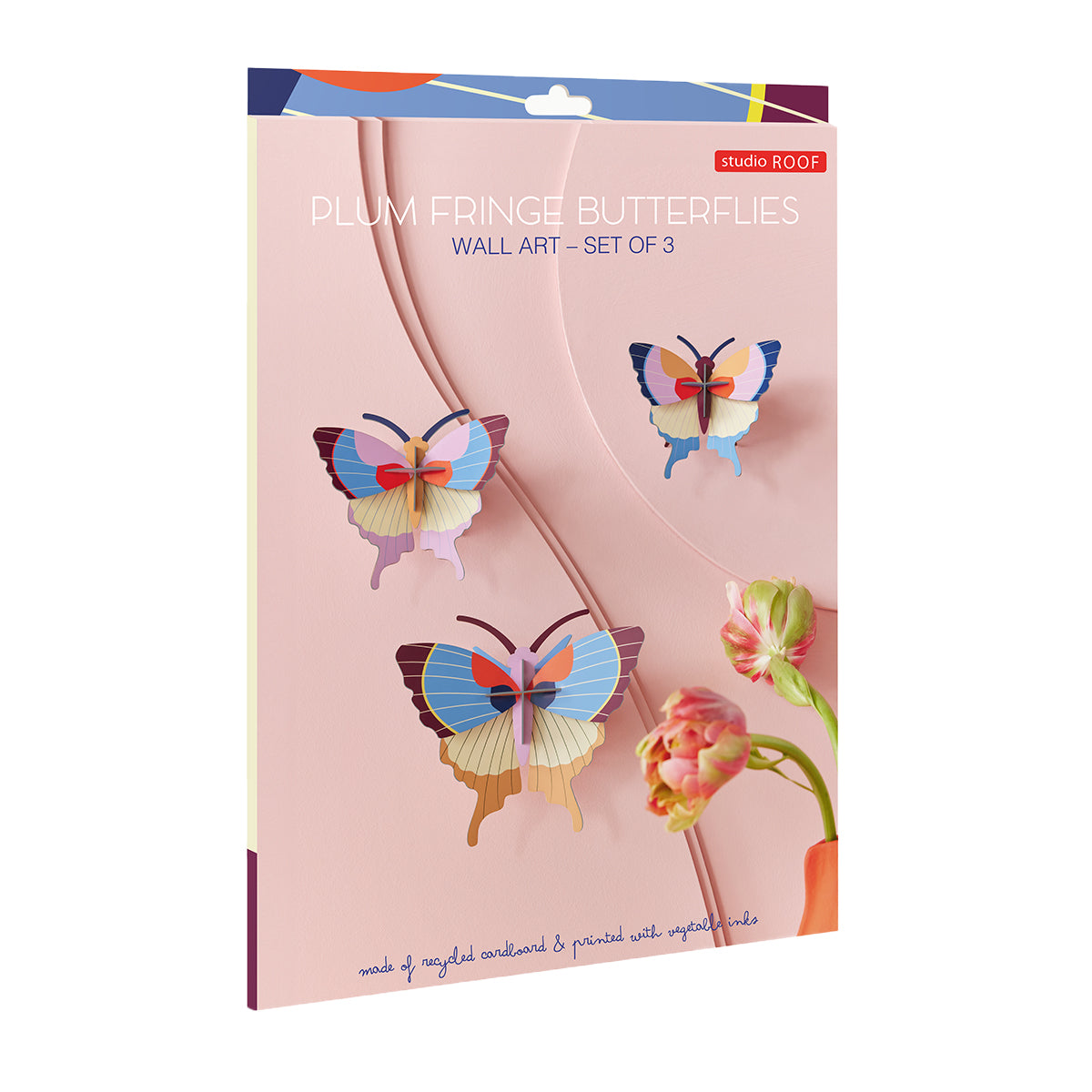 Wall Art Butterflies (A4) Set of 3 Plum Fringe Butterfly