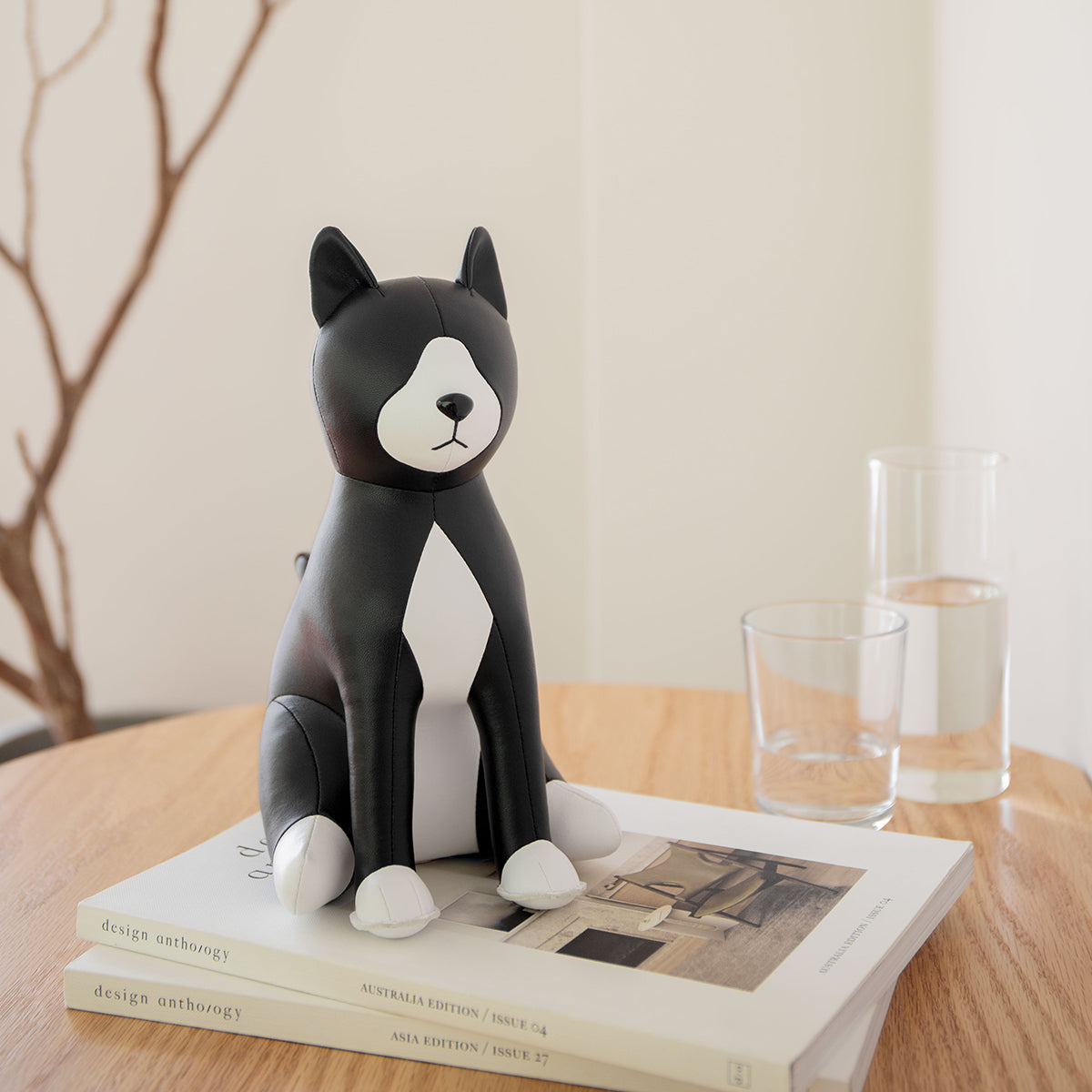 Doorstop Cat Tuxedo Black