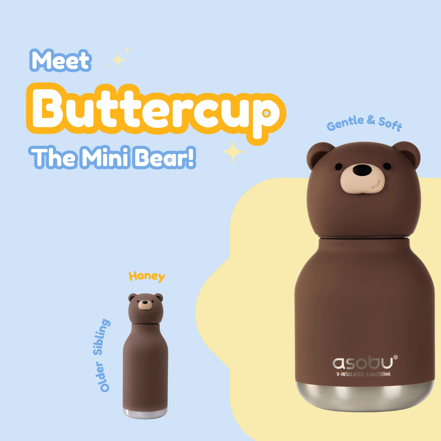 Asobu Bestie Bottle Mini 200ml Brown Bear