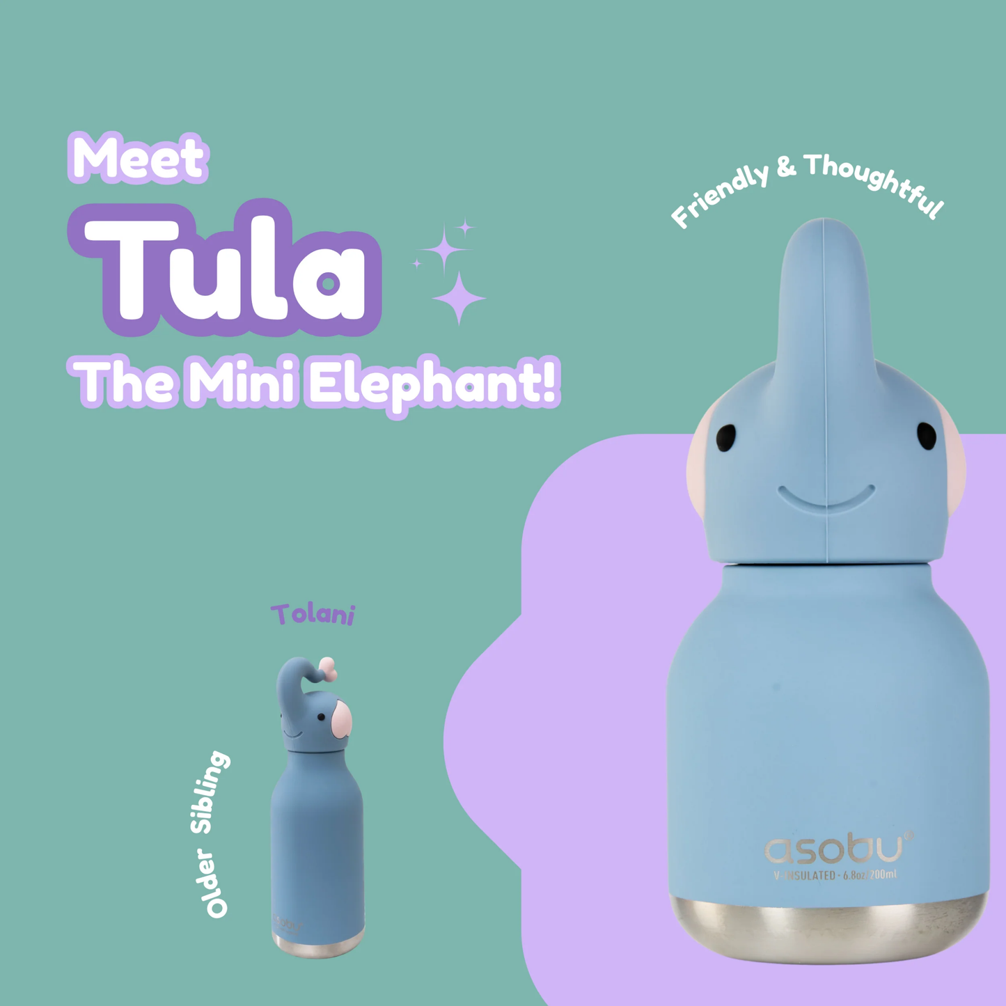 Asobu Bestie Bottle Mini 200ml Elephant