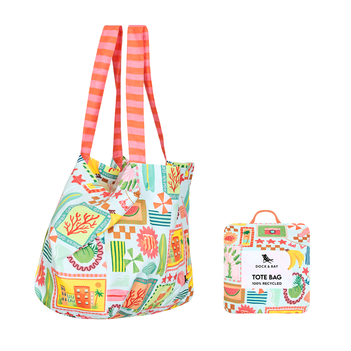 Dock & Bay Beach Tote Bag M Wish You Were Here 100% Recycled 100% Recycled