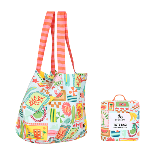 Dock & Bay Beach Tote Bag M Wish You Were Here 100% Recycled 100% Recycled