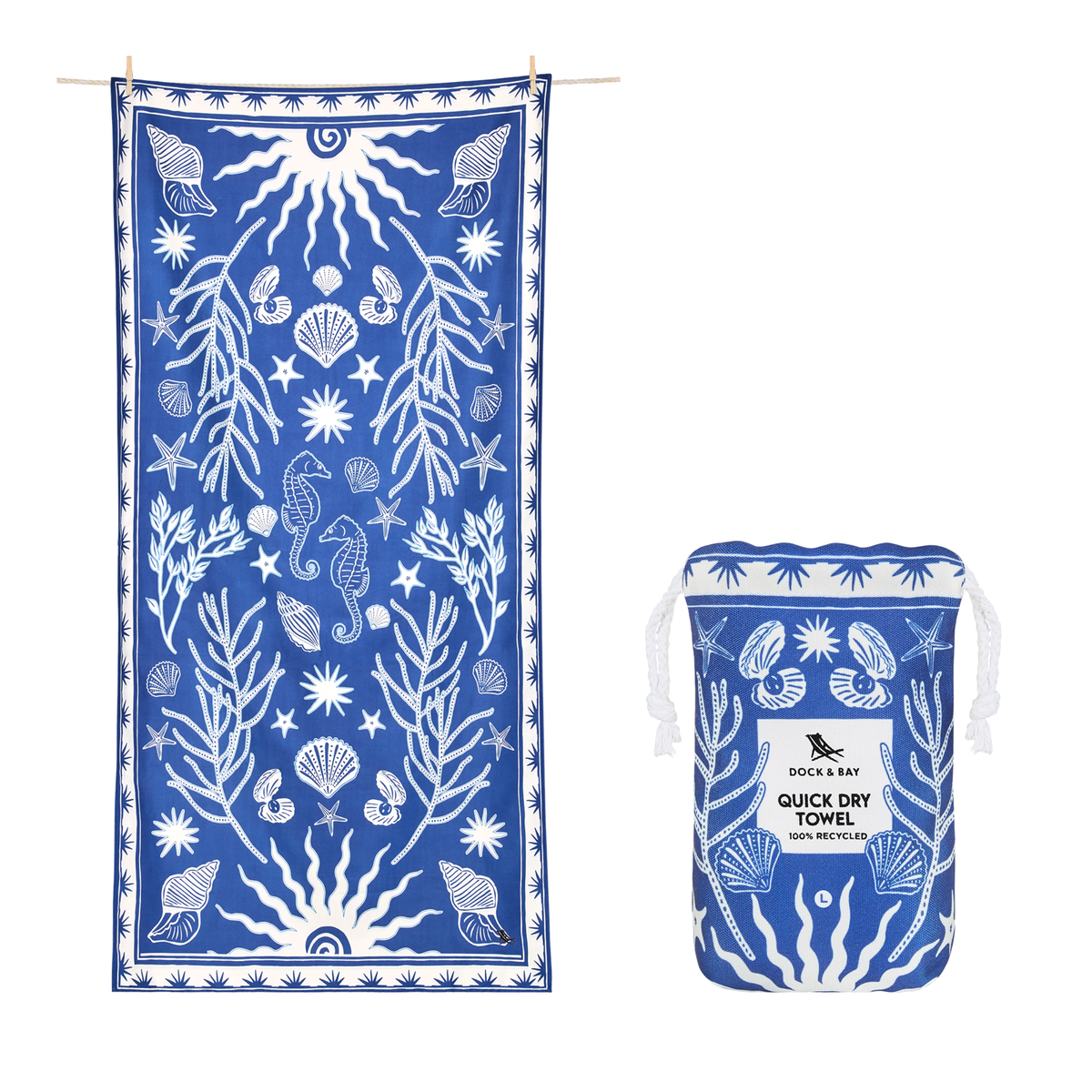 Dock & Bay Beach Towel Designed Collection L Ocean Treasure 100% Recycled 100% Recycled