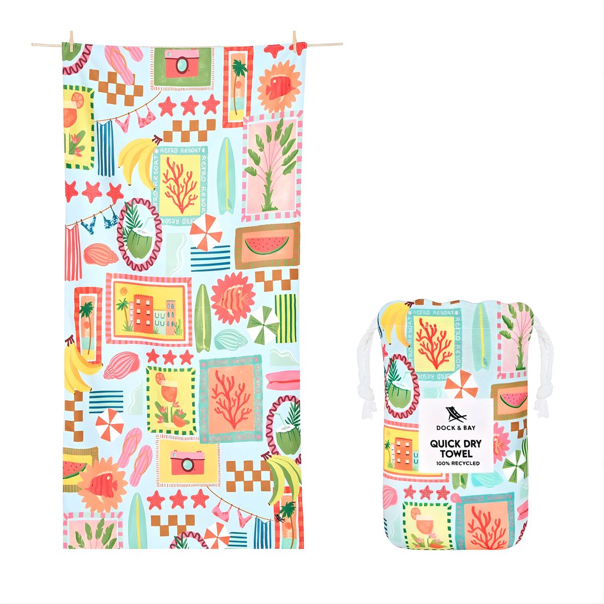 Dock & Bay Beach Towel Designed Collection L Wish You Were Here 100% Recycled 100% Recycled