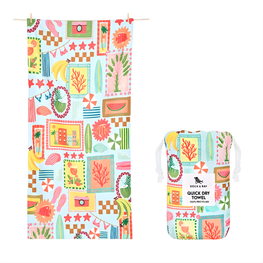Dock & Bay Beach Towel Designed Collection L Wish You Were Here 100% Recycled 100% Recycled