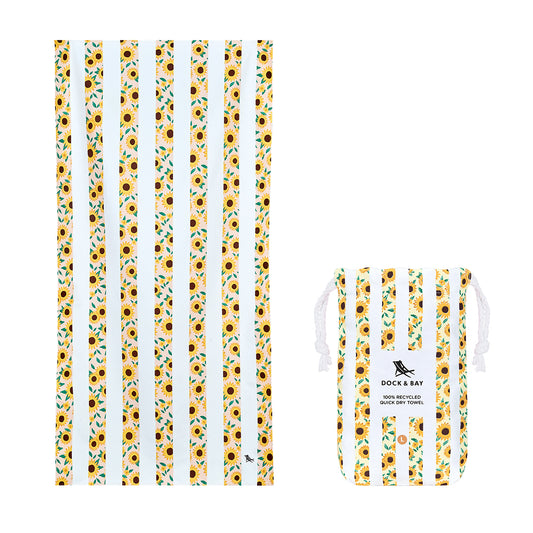 Dock & Bay Beach Towel Flower Power Collection L Sunflower Solstice 100% Recycled 100% Recycled