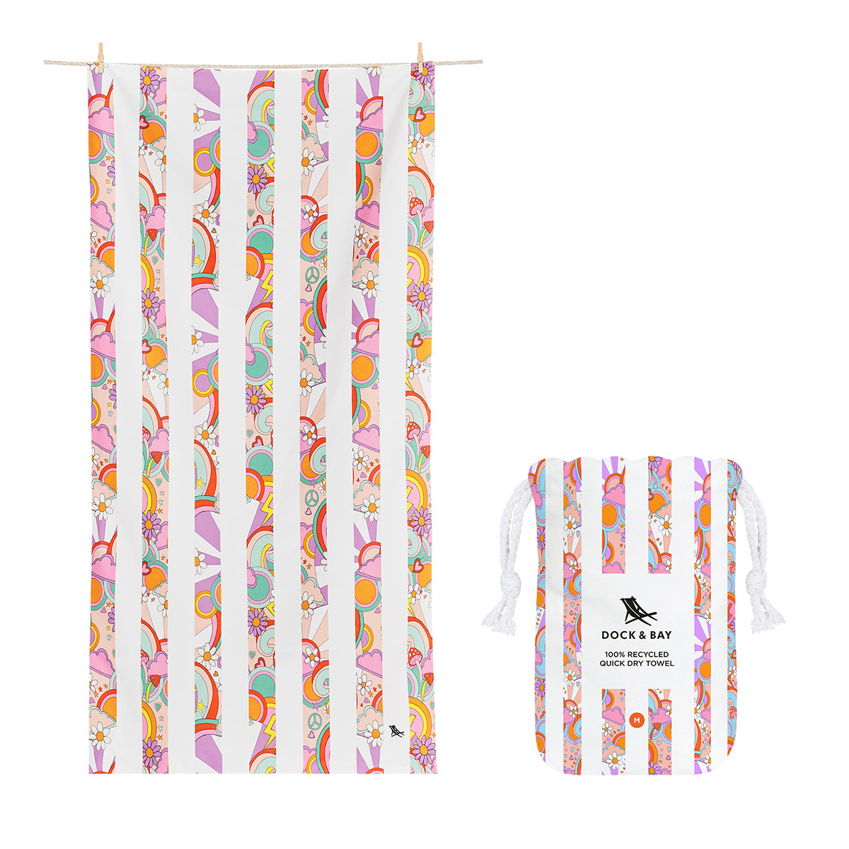 Dock & Bay Beach Towel Kids Collection M Pink Power 100% Recycled 100% Recycled