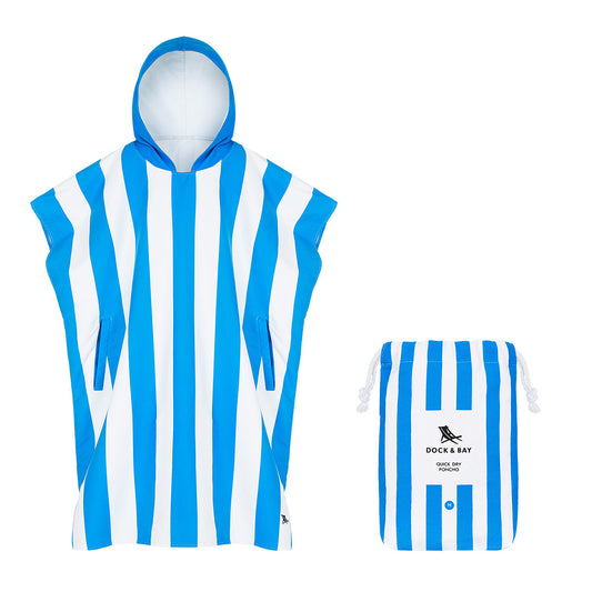 Dock & Bay Poncho Adult Cabana Collection Bondi Blue 100% Recycled 100% Recycled