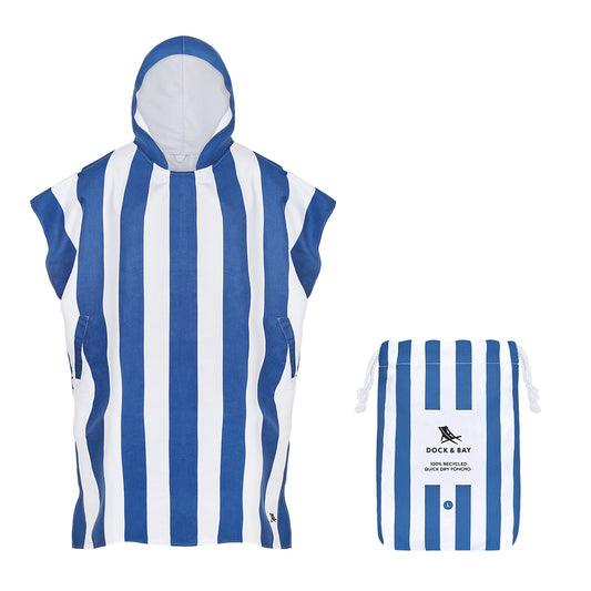 Dock & Bay Poncho Adult Cabana Collection Whitsunday Blue 100% Recycled 100% Recycled
