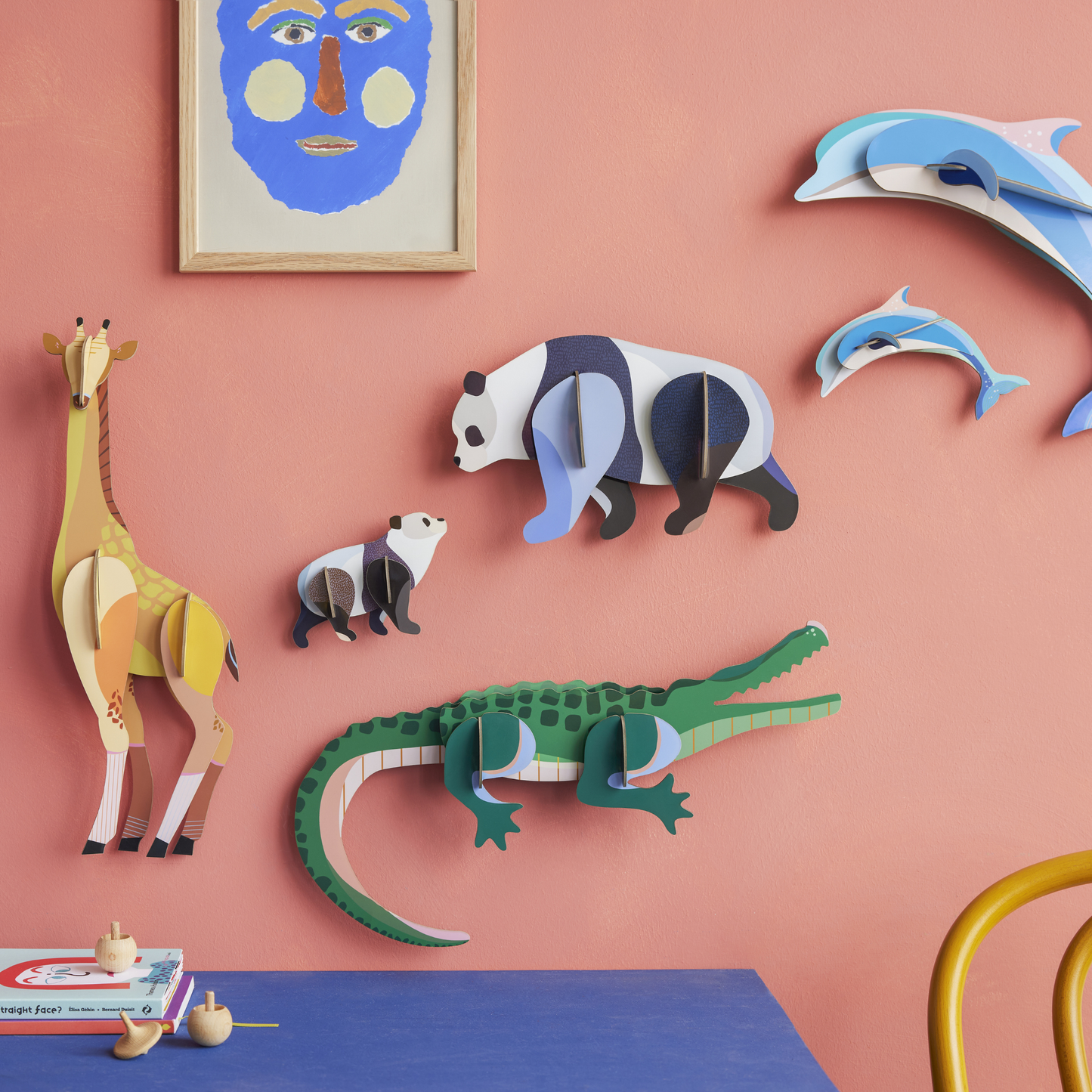 Studio Roof Wall Art Jungle Animals (A4) Panda Family