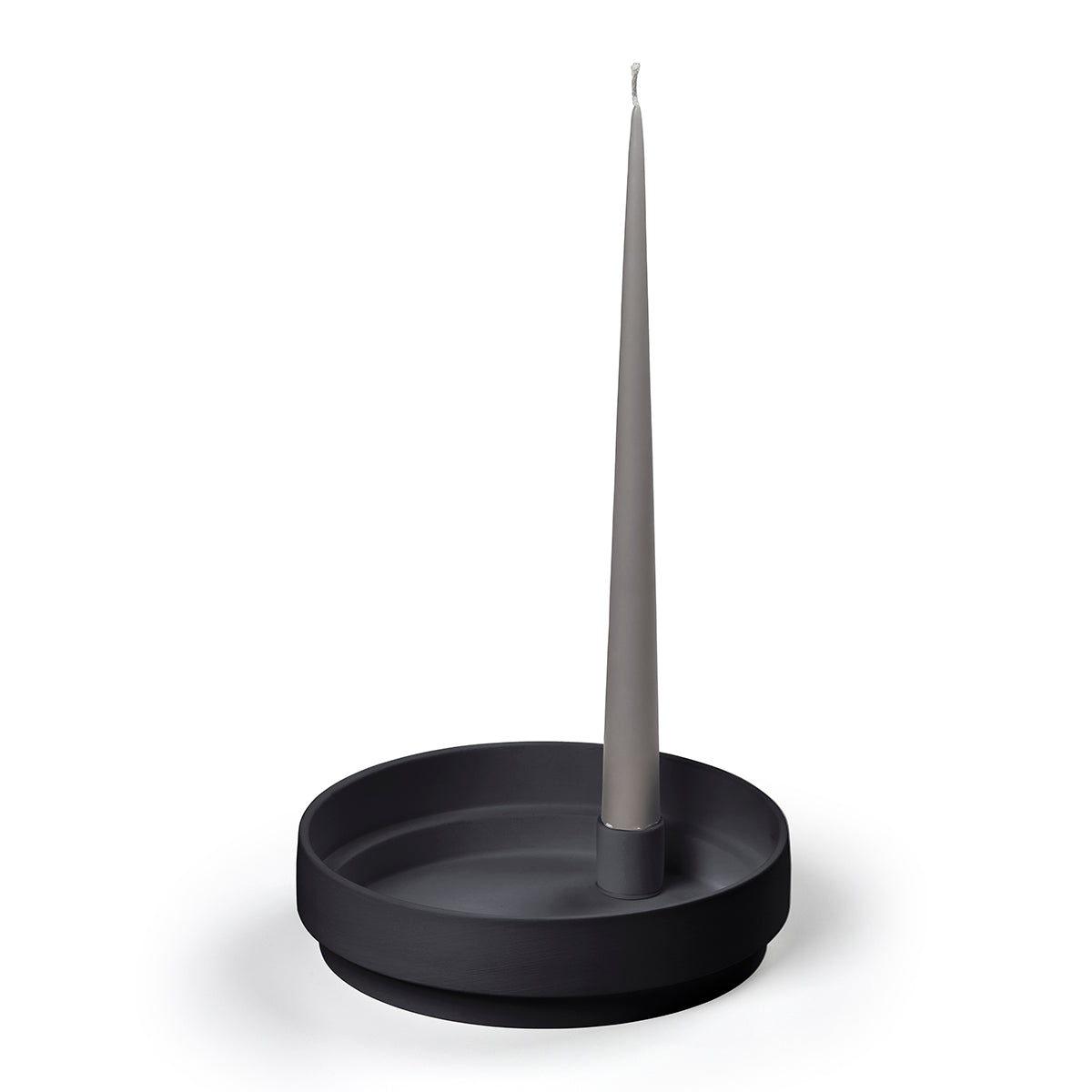 Orbital Step Ceramic Candle Holder Large Black